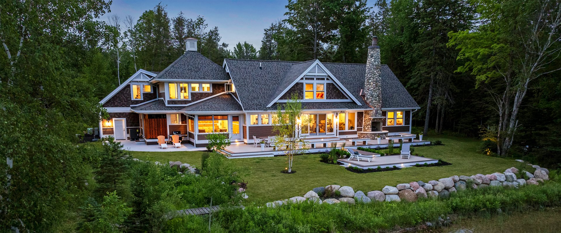 Lakefront house on Pickerel Lake - evening