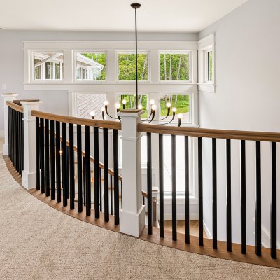 Railing over open stairwell