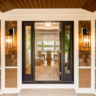 view through house from front entry