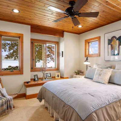 Glen Lake cottage main bedroom with lake view